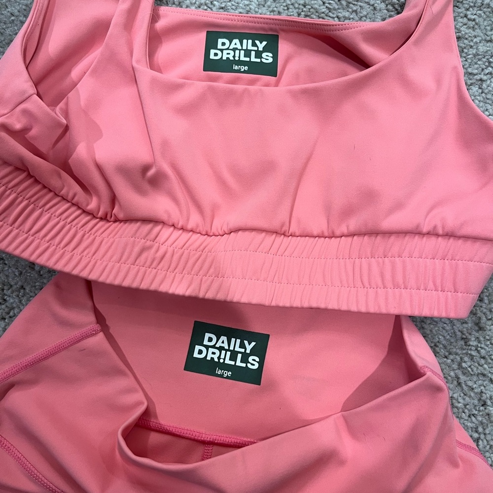 Daily Drills Pink Sports Bra Set